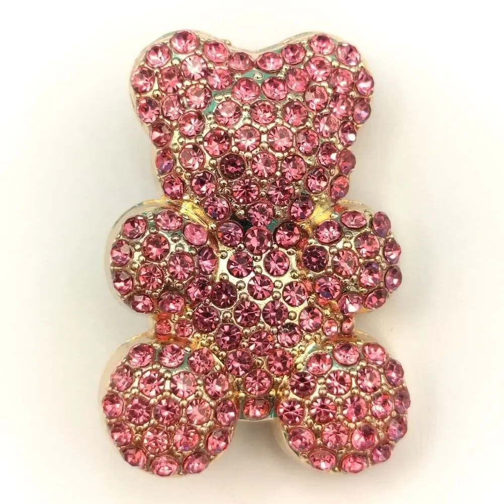 Pink Rhinestone Bone Brooch Pin Gold Tone Sparkly Pet Lover Jewelry